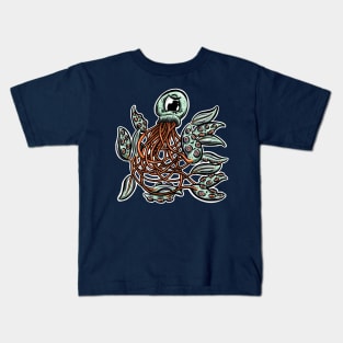 Cute Octopus Tentacle Logo Illustration Cartoon Character Lil Squid Kids T-Shirt